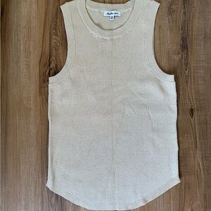 ANOTHER LOVE CORA LUREX SWEATER TANK IN PORCELAIN